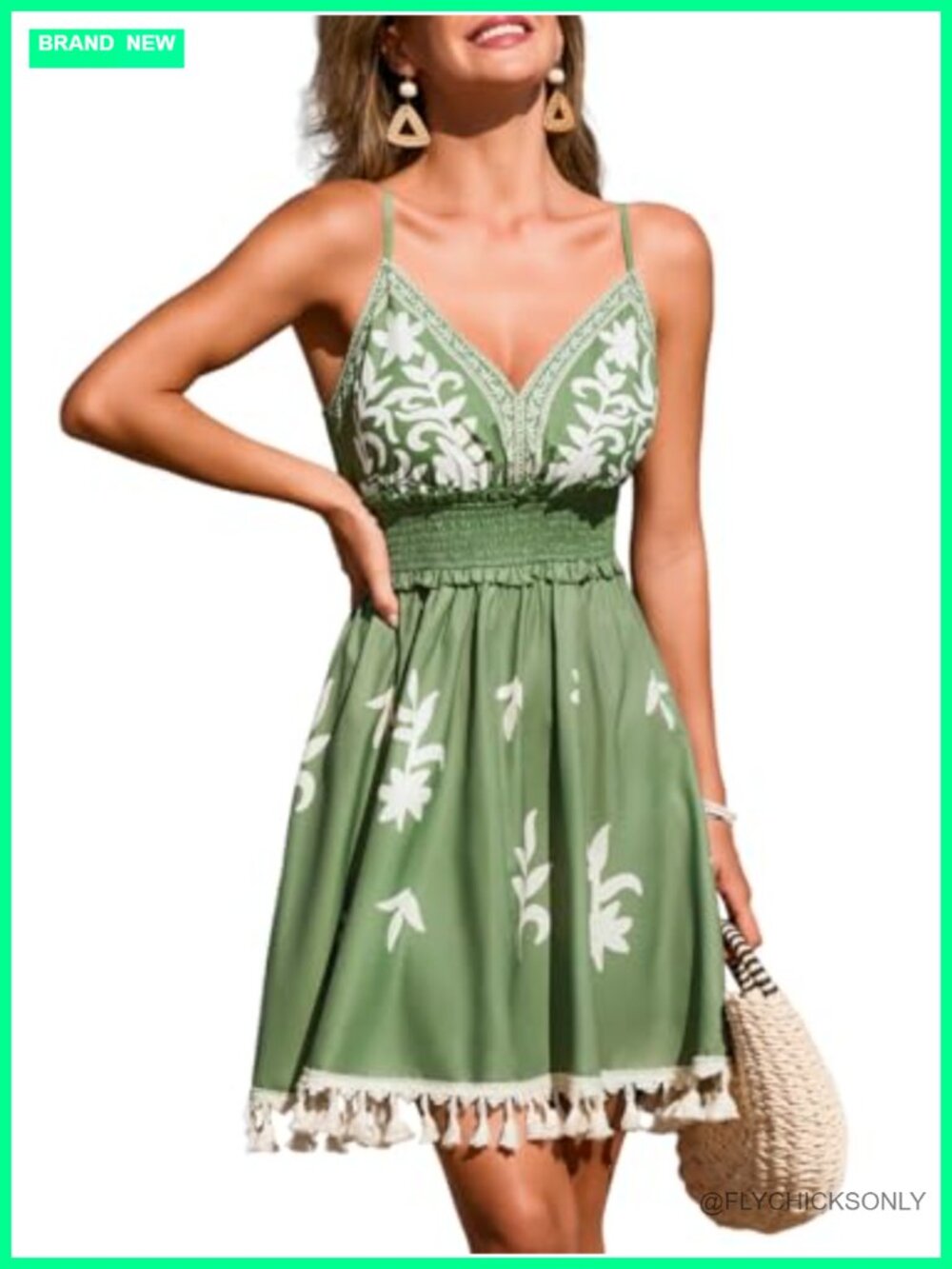 Backless Cami Dress Smocked Waist Lace Trim Mini Dress Spaghetti Strap Summer